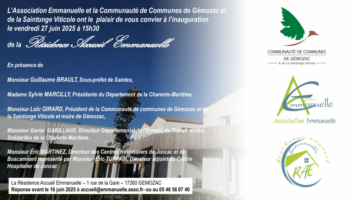 Inauguration de la Résidence Accueil Emmanuelle le vendredi 27 juin 2025 à 15h30