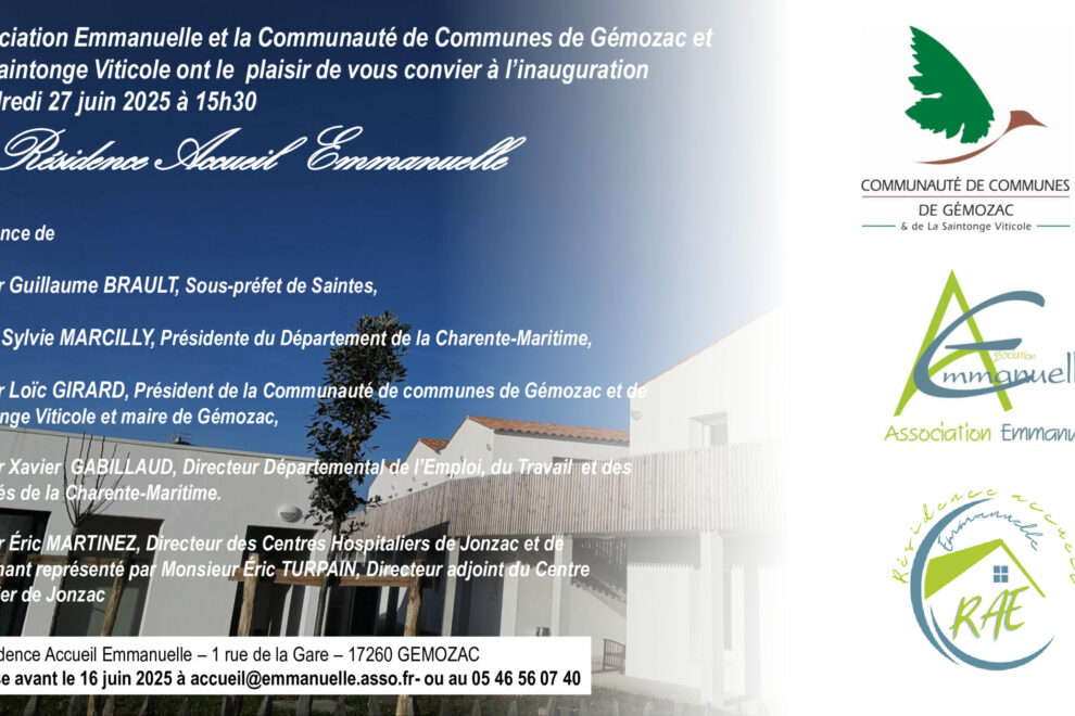 Inauguration de la Résidence Accueil Emmanuelle le vendredi 27 juin 2025 à 15h30